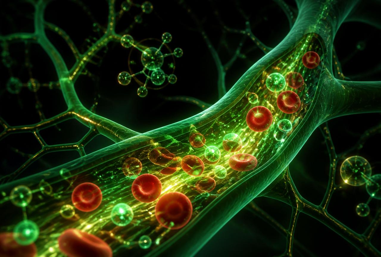 Illustration of healthy blood flow supported by MediBloom Male Enhancement